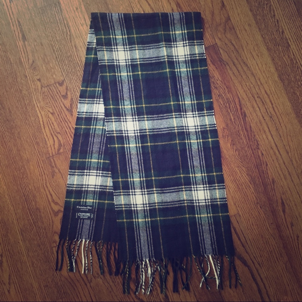 Christian Dior Green & Blue Plaid Scarf